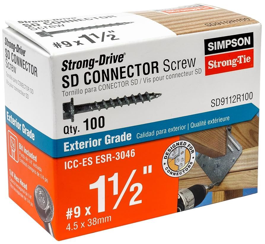 Simpson #9x1-1/2-in SD Connector Screw (Qty 100/box)