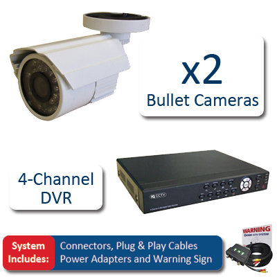 2 Camera Indoor/Outdoor CCTV System Complete Kit, Leads, Signs &amp; Much More