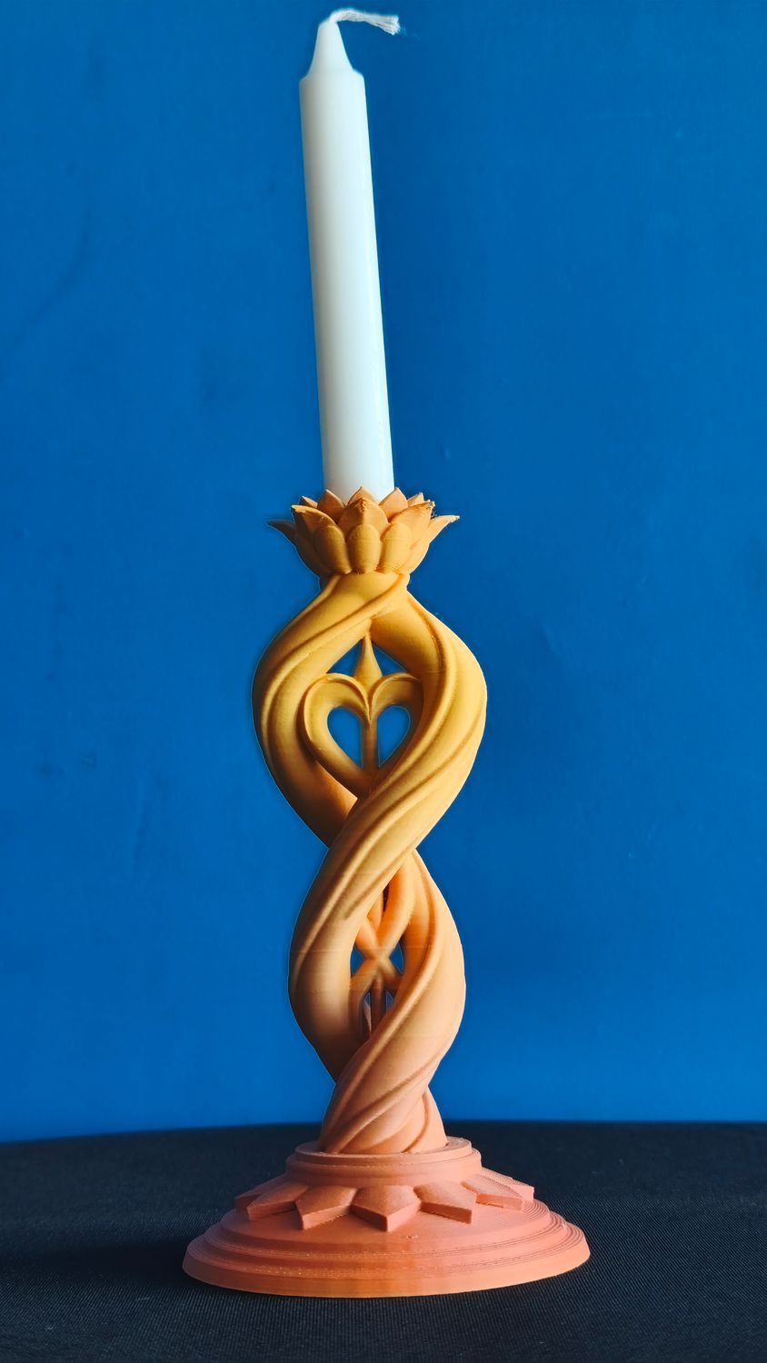 Tall Heart Candle Holder Orange