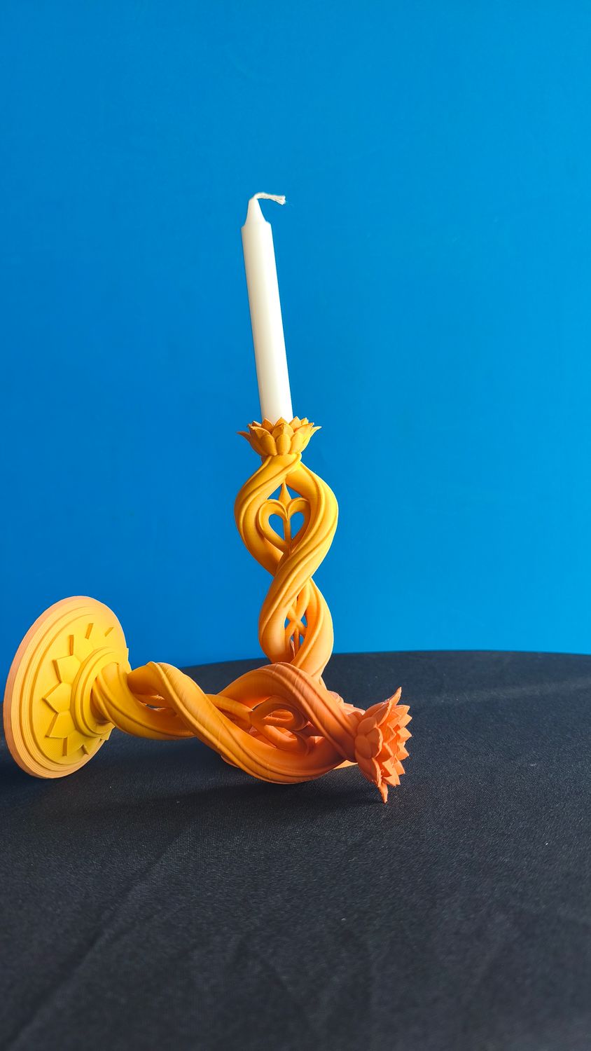Tall Heart Candle Holder Orange