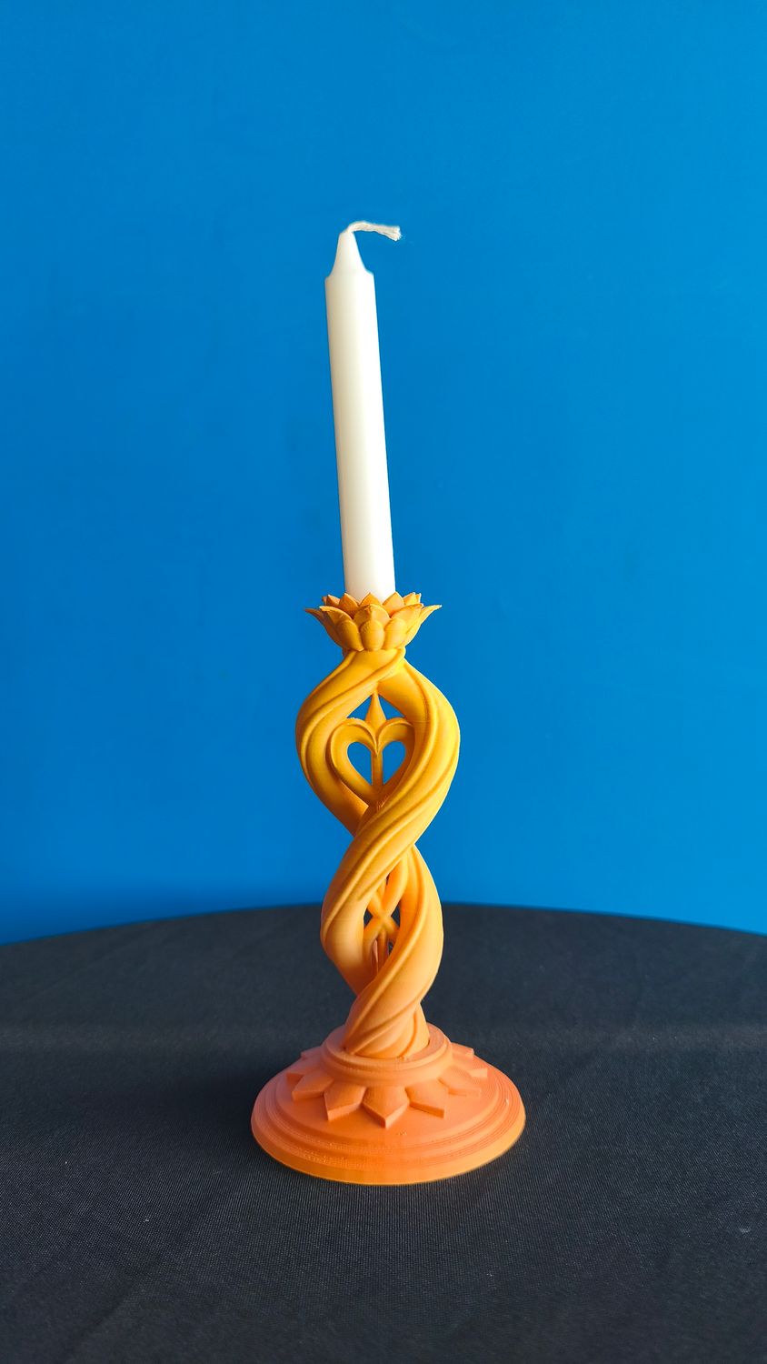 Tall Heart Candle Holder Orange