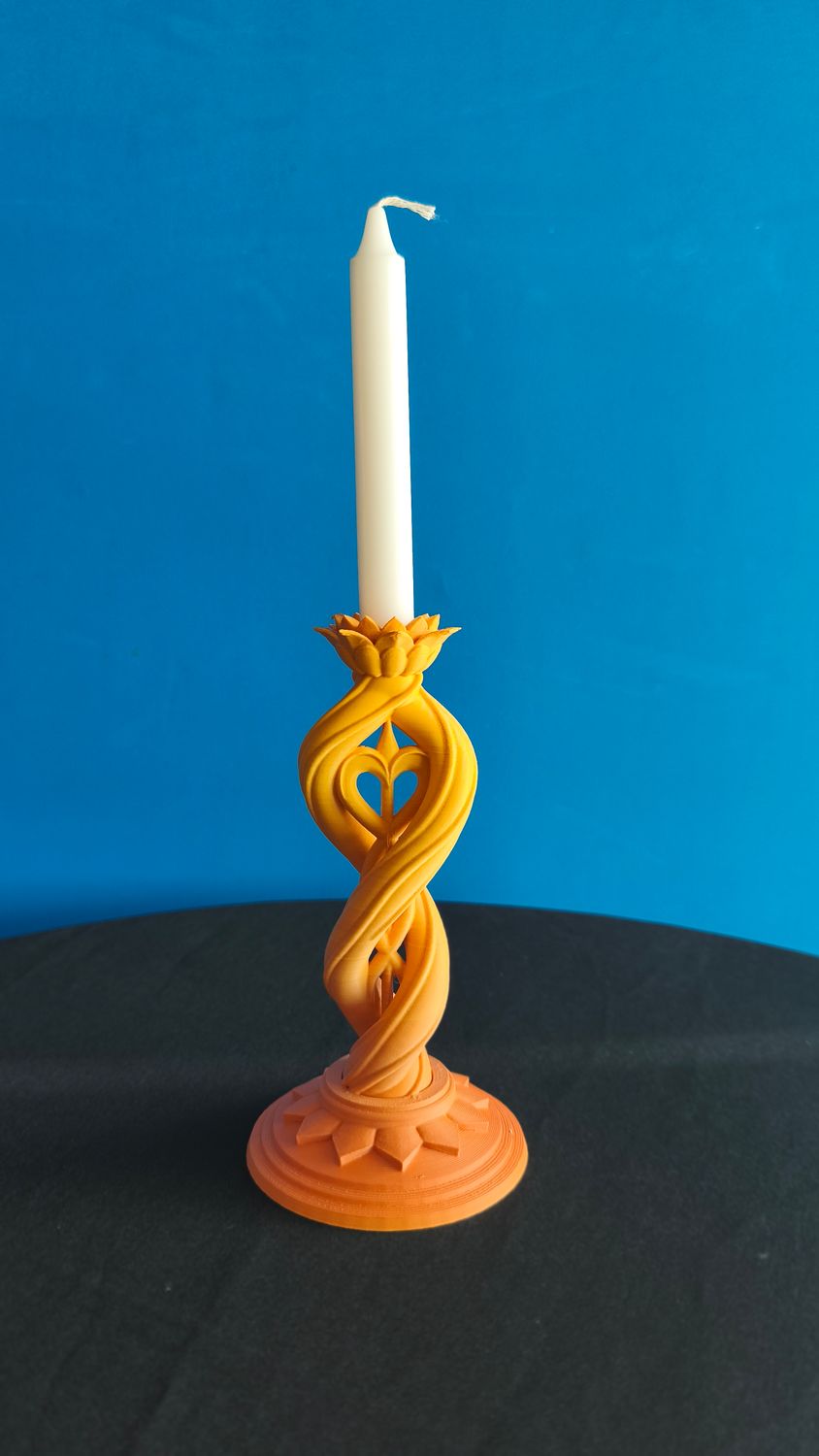 Tall Heart Candle Holder Orange