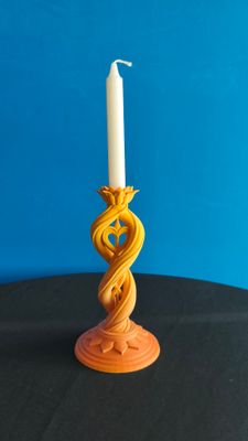 Tall Heart Candle Holder Orange