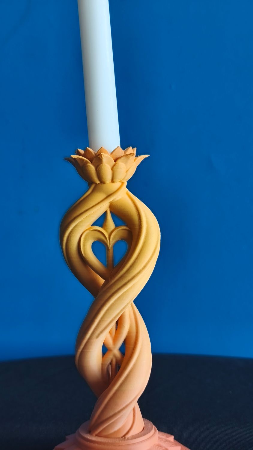 Tall Heart Candle Holder Orange