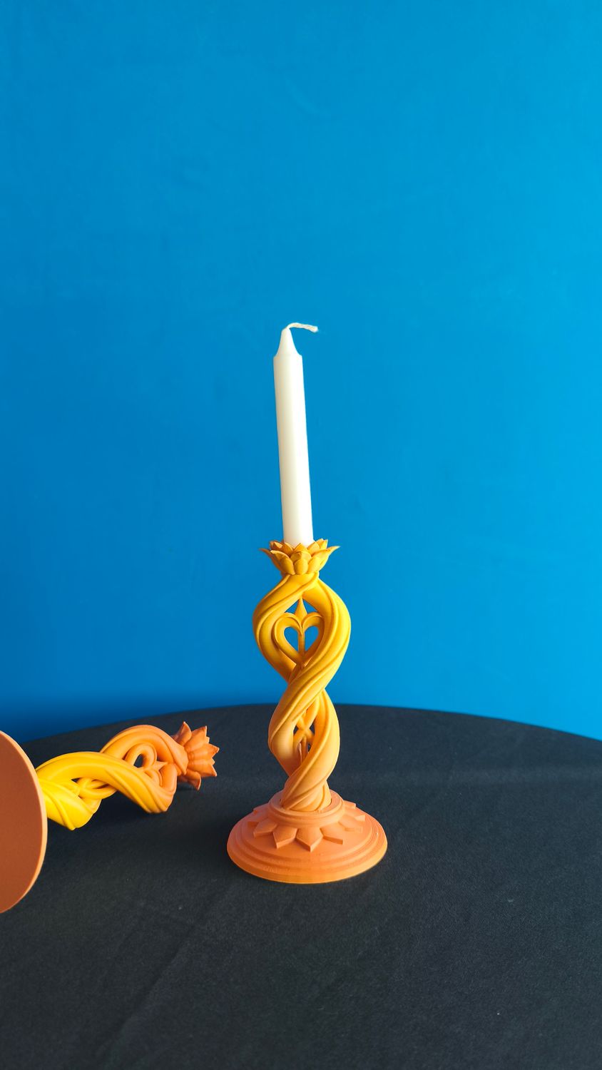 Tall Heart Candle Holder Orange