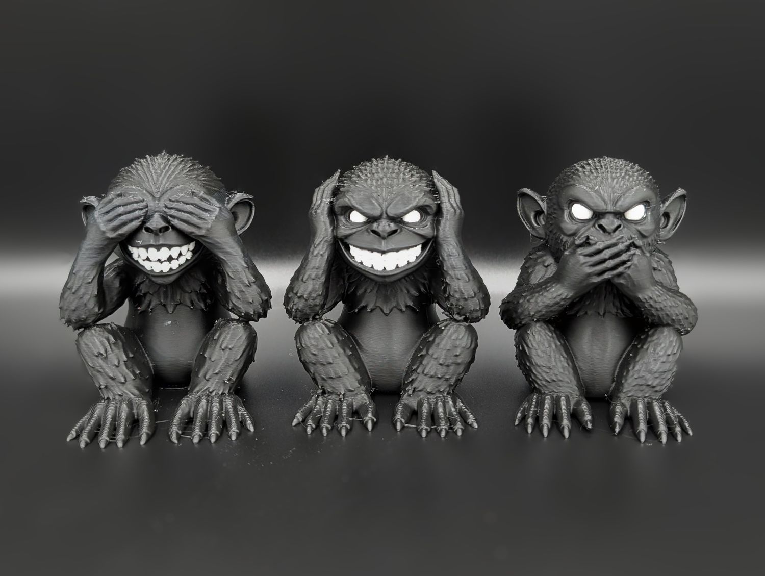 Three Wise Gremlins Black