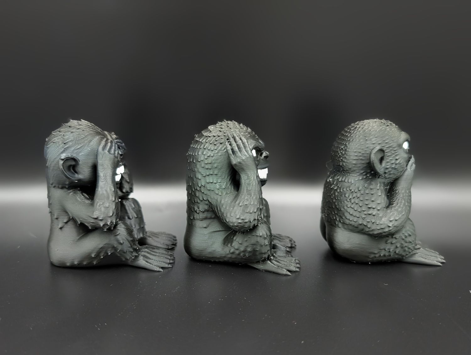 Three Wise Gremlins Black