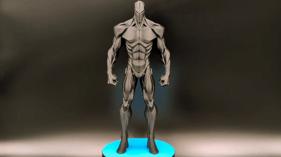 Small Null Sentinel – Futuristic Anatomy Sculpture Gray