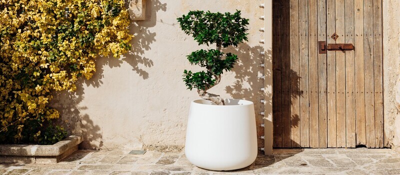 Vaso Tondo Goccia liscio moderno Ø 43 cm x h 75 cm /  Ø 63 cm x h 55 cm in resina