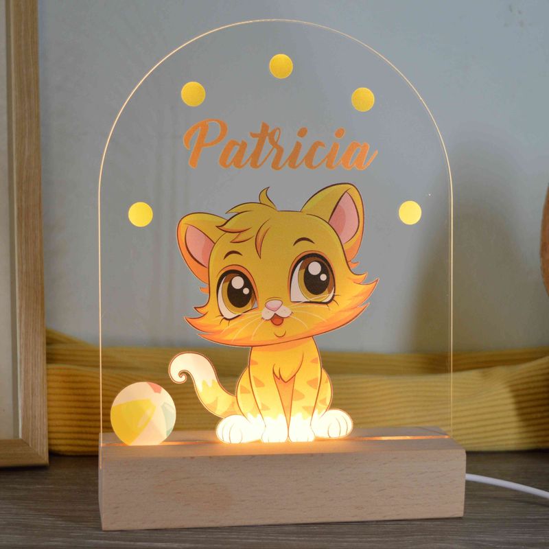 Klein katje | Nachtlampje met eigen naam | Leukkadostore.nl