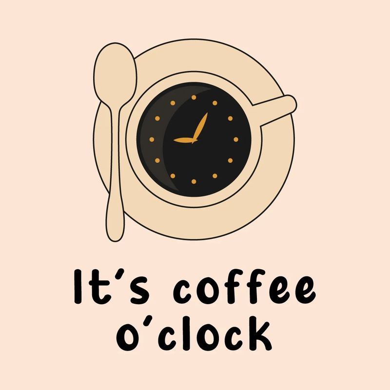 Tegeltje met tekst Coffee o’clock, wit met gekleurde letters, formaat 10x10 cm, leuk voor koffieliefhebbers.