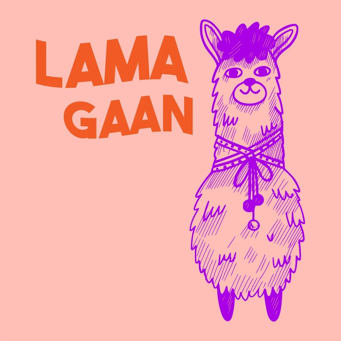 Tegeltje met tekst Lama gaan, gekleurde letters, formaat 10x10 cm, grappige decoratie.