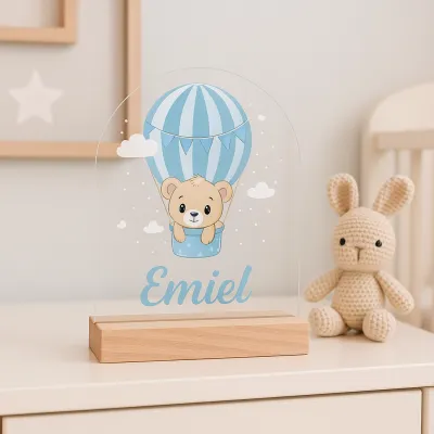 Luchtballon met Beertje  | kraamcadeau jongen | Nachtlampje met Naam