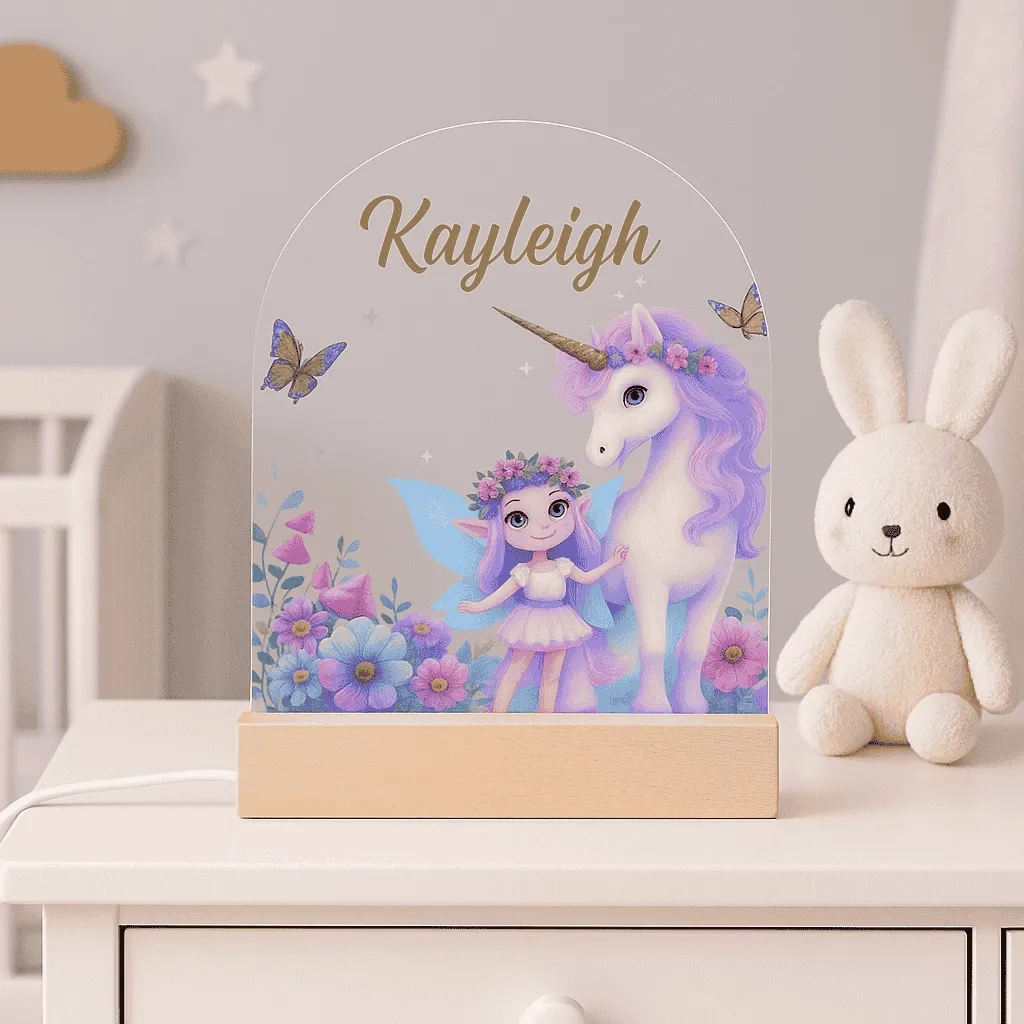 Eenhoorn met elfje | Nachtlampje met eigen naam | Unicorn
