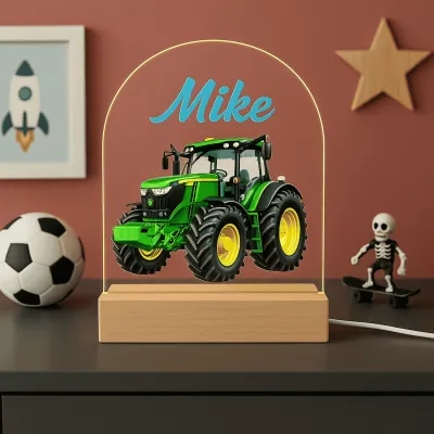 Tractor | Groen | Nachtlampje met eigen Naam | Perfect Cadeau voor Kinderen
