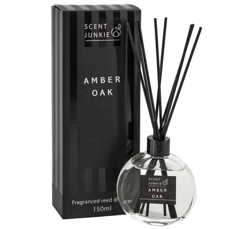Geurdiffuser Amber Oak 150ml | Luxe Geurstokjes Scent Junkie