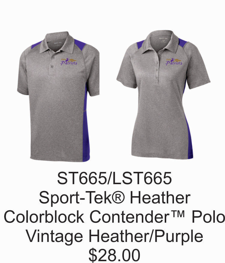 FBCS Sport-Tek® Heather Colorblock Contender™ Polo ST665/LST665 Vintage Heather/Purple