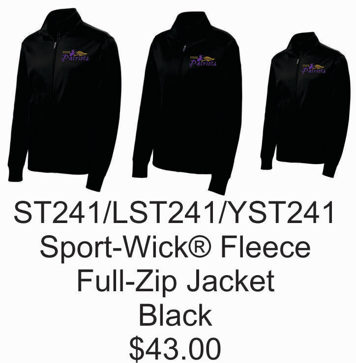 FBCS Sport-Tek® Sport-Wick® Fleece Full-Zip Jacket ST241/LST241/YST241 (Black)