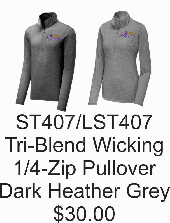 FBCS Sport-Tek ® PosiCharge ® Tri-Blend Wicking 1/4-Zip Pullover ST407/LST407 (Dark Heather Grey)