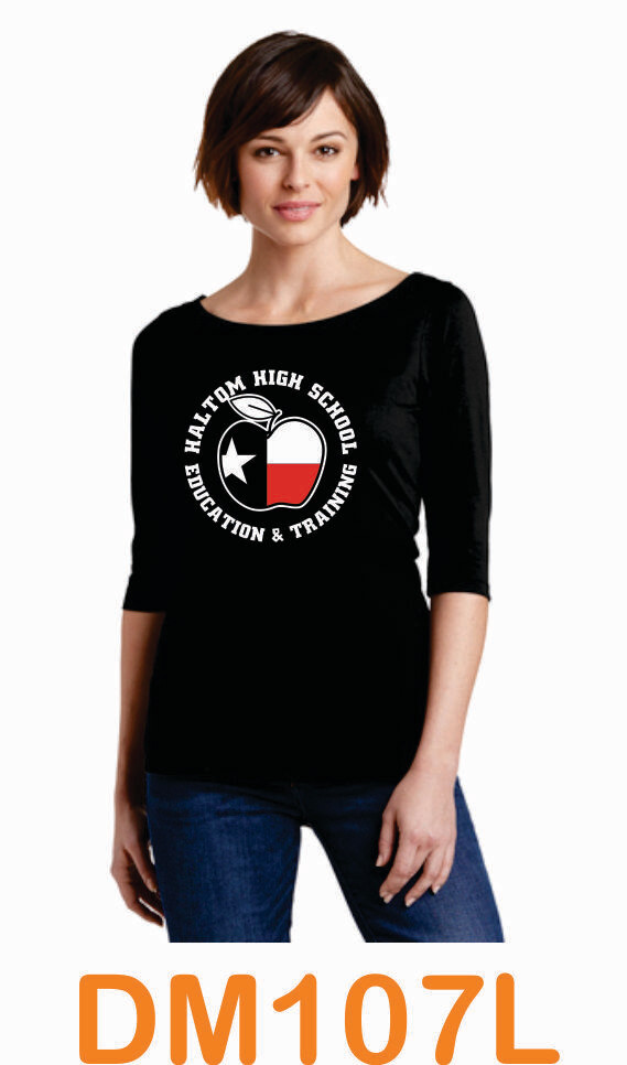 Haltom Ed &amp; Tr District ® Women’s Perfect Weight ® 3/4-Sleeve Tee (Black)