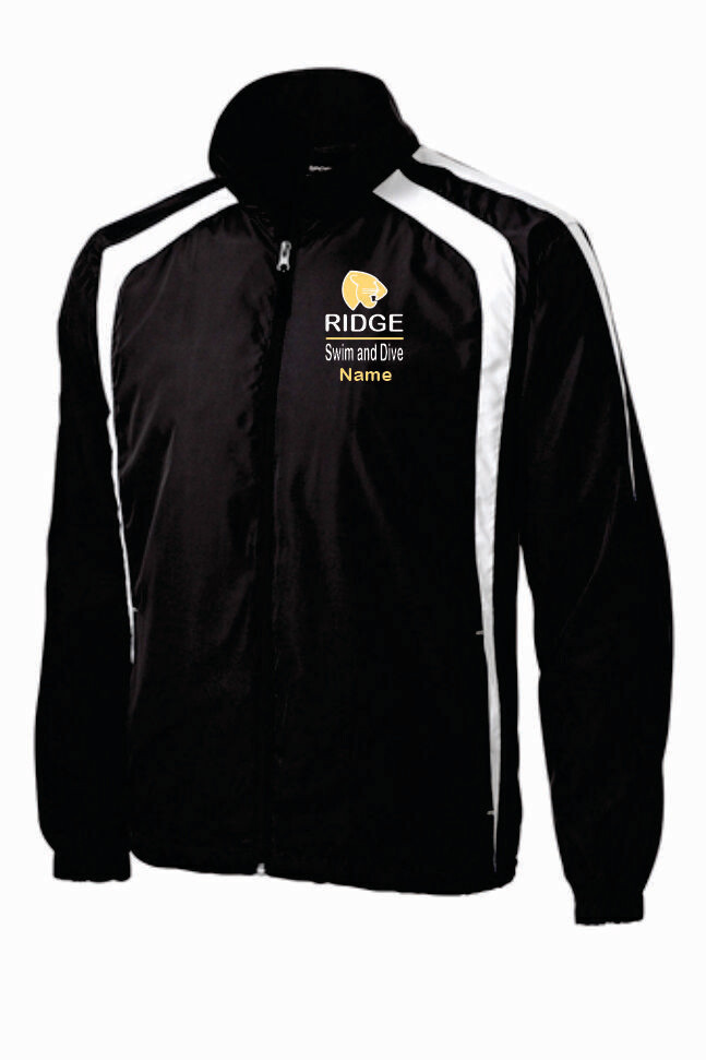 FRHS SWIM &amp; DIVE Sport Tek MEN&#39;S Cut Wind Jacket (Black/White)