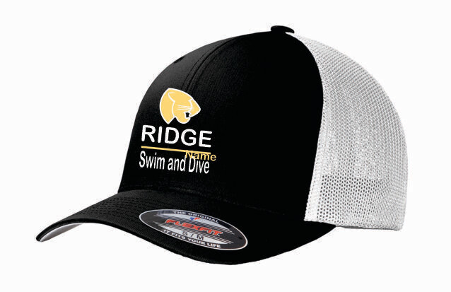 FRHS SWIM &amp; DIVE Port Authority® Flexfit® Mesh Back Cap (BLACK/WHITE)
