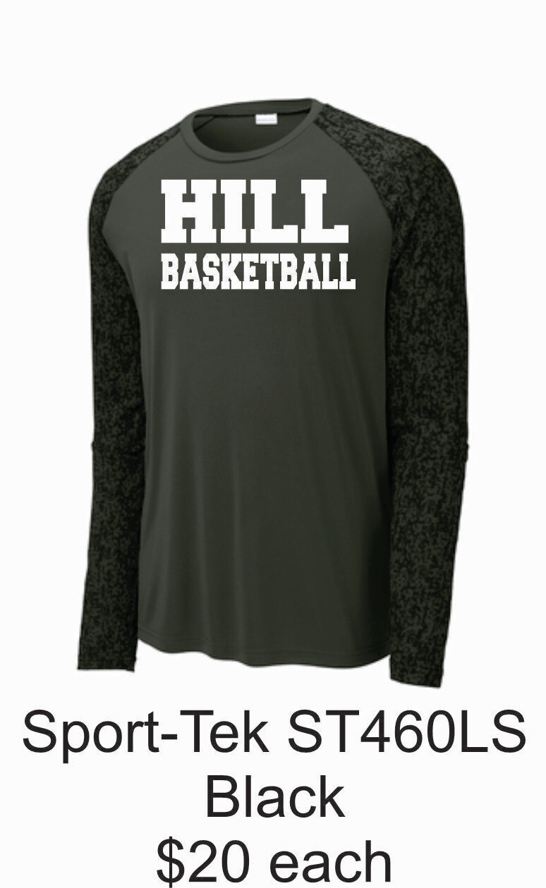 HILL BASKETBALL Sport-Tek ® Long Sleeve Digi Camo Tee (Black) (LAST NAME INCLUDED)