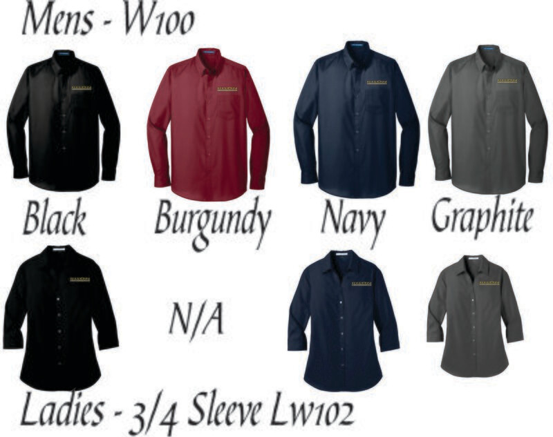 Rison Port Authority® Carefree Poplin Shirt Men&#39;s Long Sleeve or Ladies 3/4 Sleeve