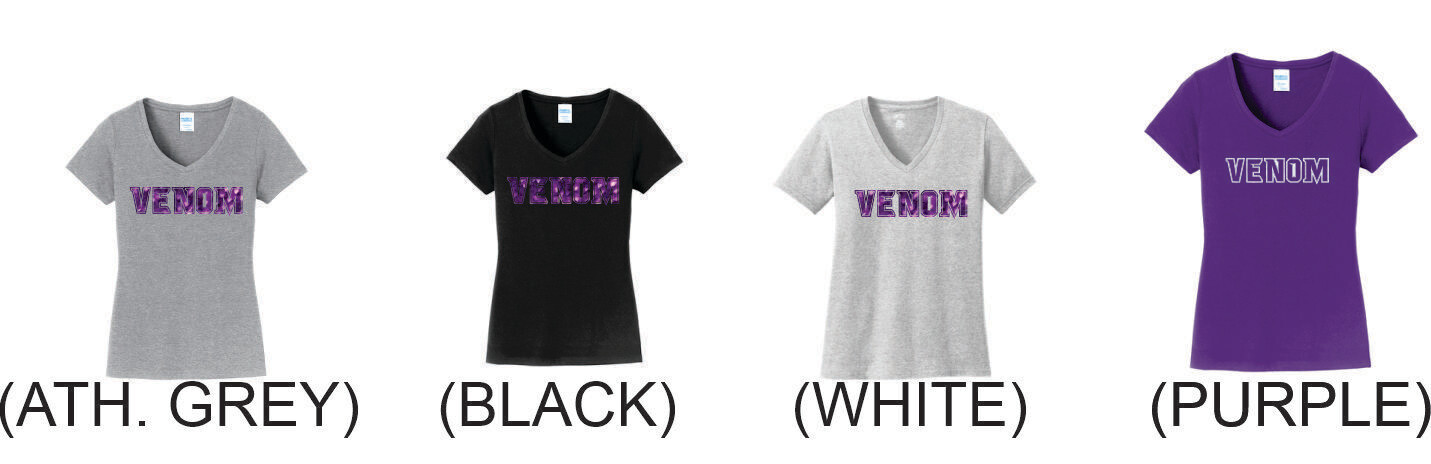 Venom Port &amp; Company® Ladies Fan Favorite™ V-Neck Tee with Glitter Vinyl