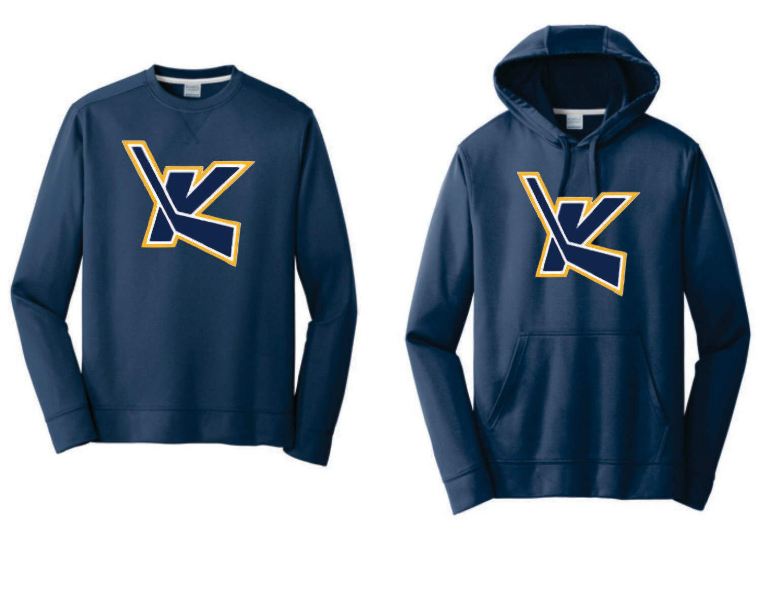 Keller Hockey Port &amp; Company® Performance Fleece Crewneck OR Hooded Sweatshirt (Deep Navy)