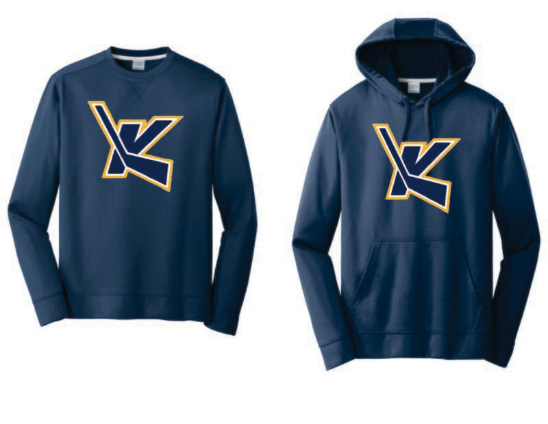 Keller Hockey Port &amp; Company® Performance Fleece Crewneck OR Hooded Sweatshirt (Deep Navy)