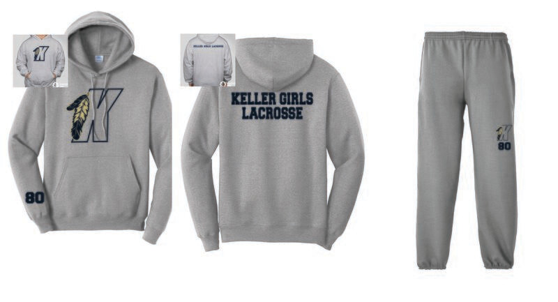 Keller Girls Lacrosse Sweatsuit (Athletic Grey)