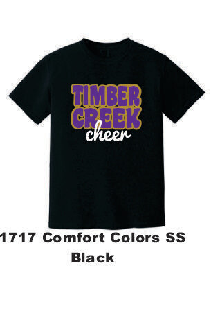 TCHS Cheer  (TIMBER CREEK CHEER) Comfort Colors ® Heavyweight Ring Spun Short Sleeve Tee (BLACK) #1