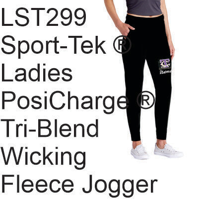 TCHS Cheer Sport-Tek Ladies Fleece Joggers with logo on leg (Black) #8
