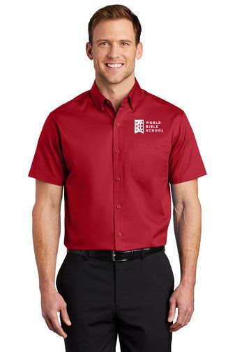 WBS Port Authority® Short Sleeve SuperPro™ Twill Shirt (RICH RED  or WHITE)