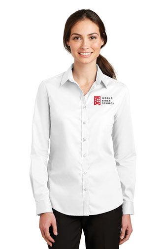 WBS Port Authority® Ladies Long Sleeve SuperPro™ Twill Shirt (WHITE)