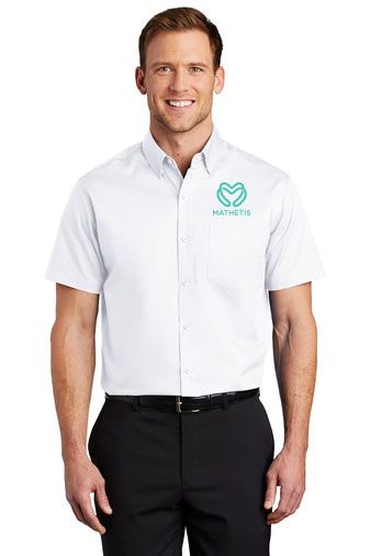 WBS (MATHETIS) Port Authority® Short Sleeve SuperPro™ Twill Shirt (WHITE)