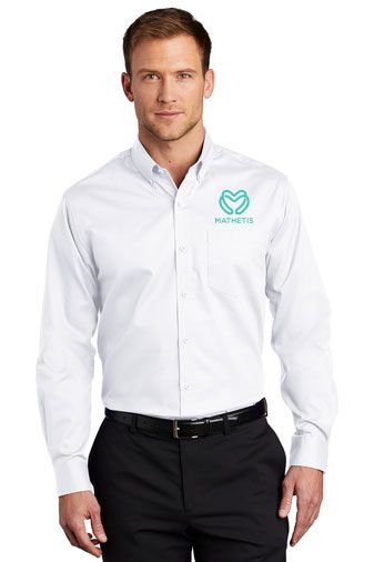 WBS (MATHETIS) Port Authority® Long Sleeve SuperPro™ Twill Shirt (WHITE)