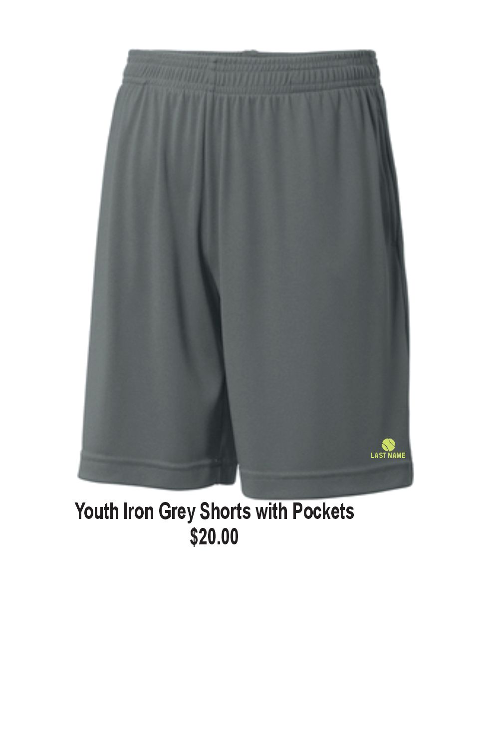 ISMS TENNIS Sport-Tek® YOUTH PosiCharge® Competitor™ Pocketed Short (IRON GREY)