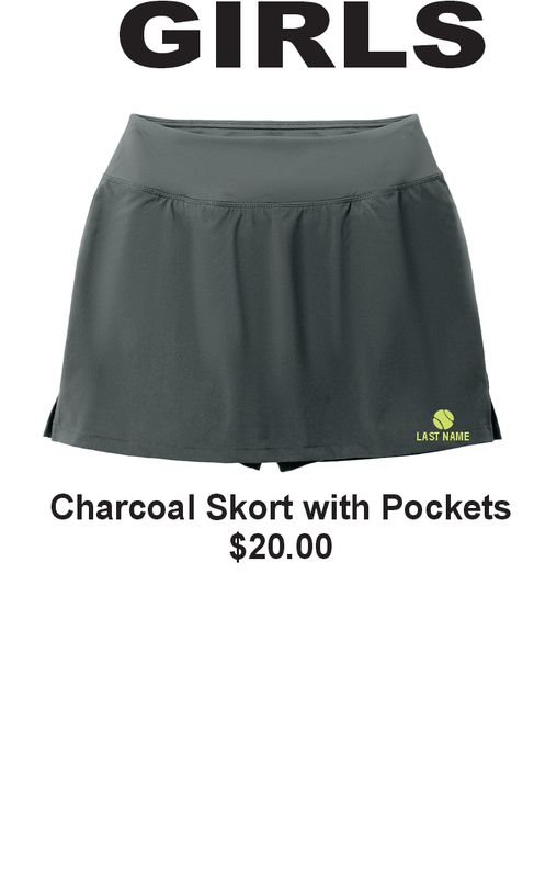ISMS TENNIS Sport-Tek® Ladies Repeat Skort (IRON GREY) ADULT SIZES ONLY