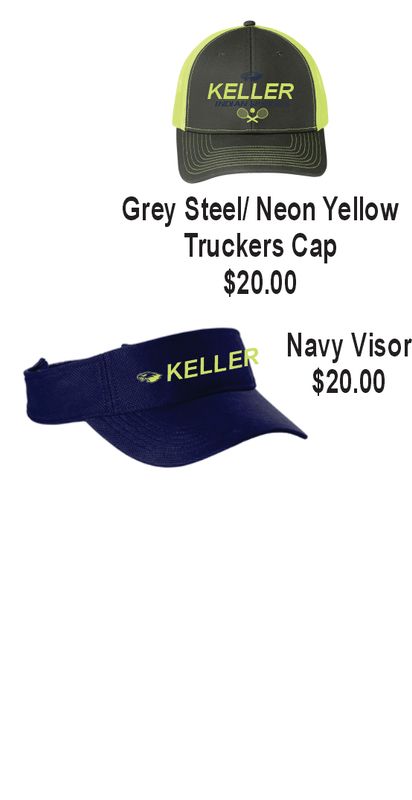 ISMS TENNIS Port Authority® Snapback Trucker Cap (NAVY NEON YELLOW) OR Sport-Tek® Action Visor (NAVY)