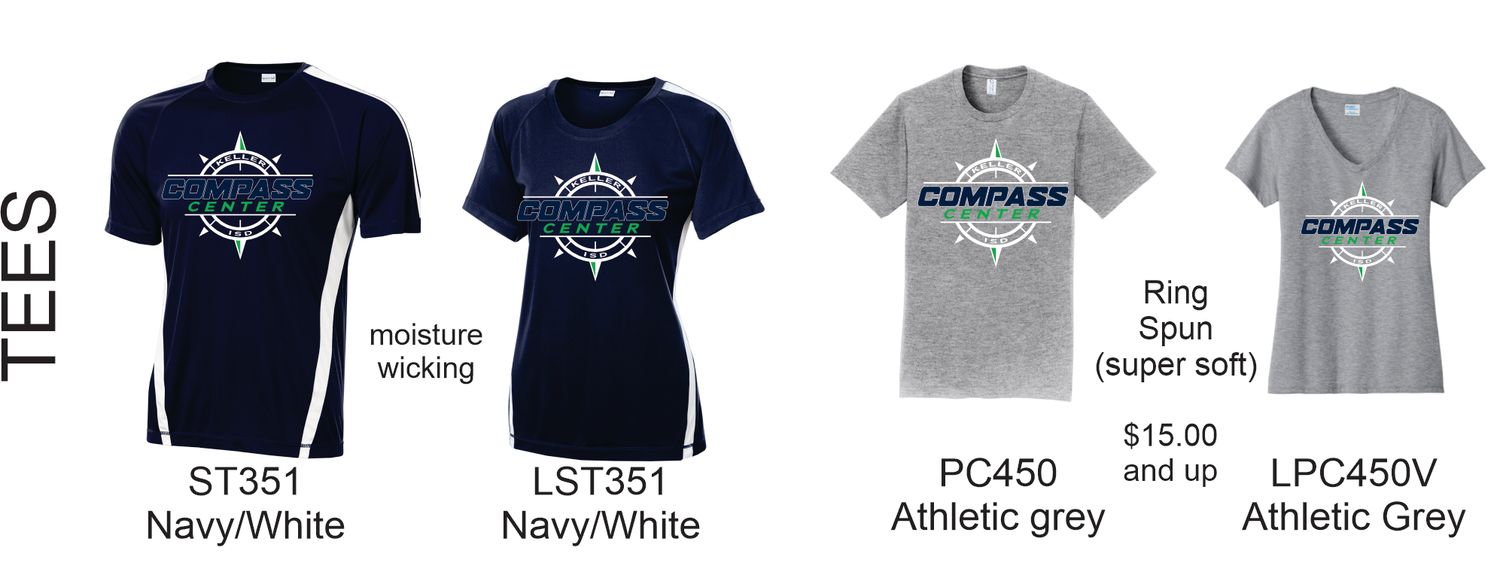 Keller Compass Sport-Tek® Colorblock PosiCharge® Competitor™ Tee (Men&#39;s or Women&#39;s) Navy/White