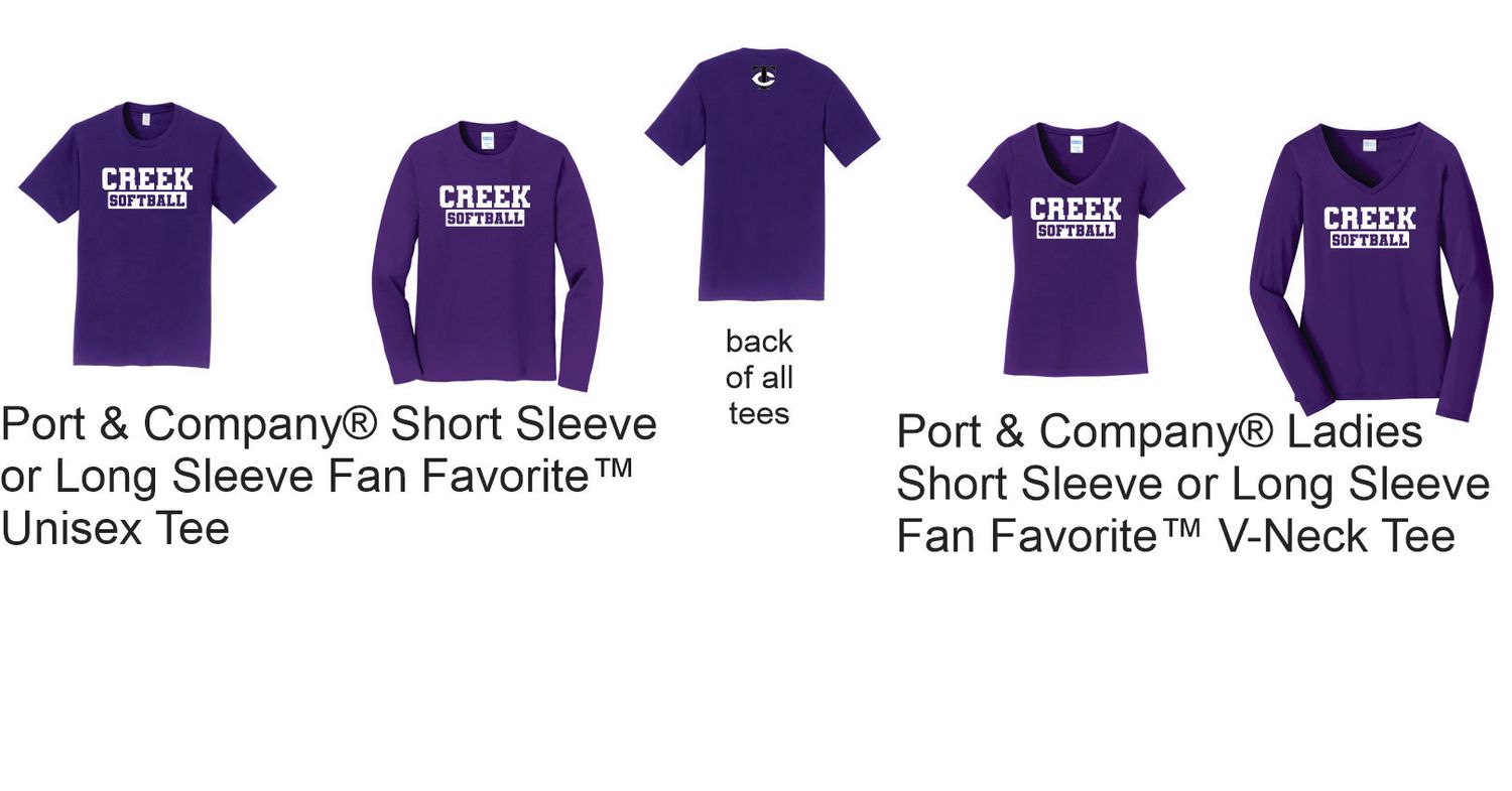 Creek Softball (Purple) Tees OPTIONAL