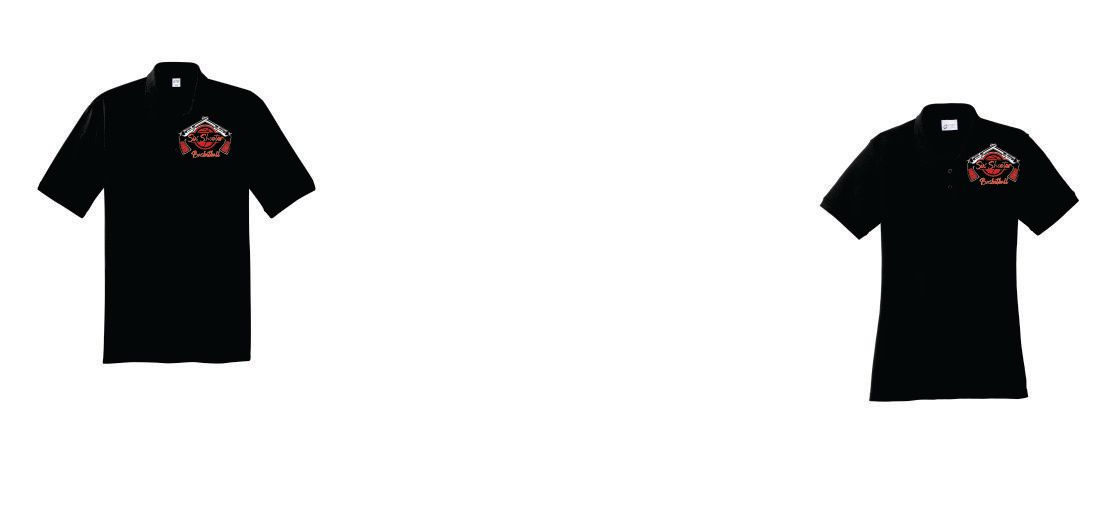 Six Shooters Basketball Port &amp; Company® Core Blend Pique Polo Men&#39;s OR Women&#39;s (Black)