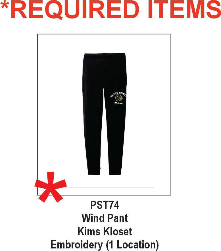 FRHS Cheer Wind Pant (Black with Embroidery)