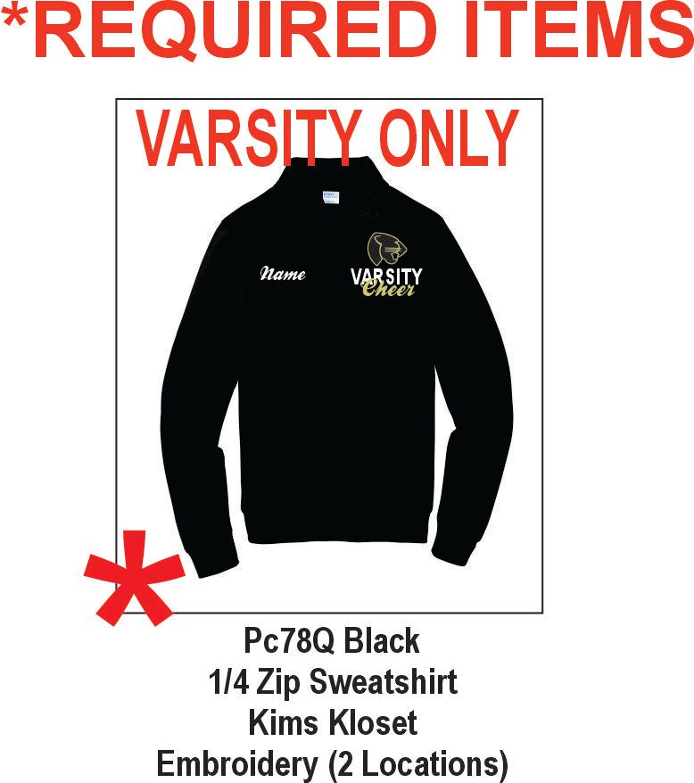 FRHS Cheer 1/4 Zip Sweatshirt (Black with Embroidery) VARSITY ONLY