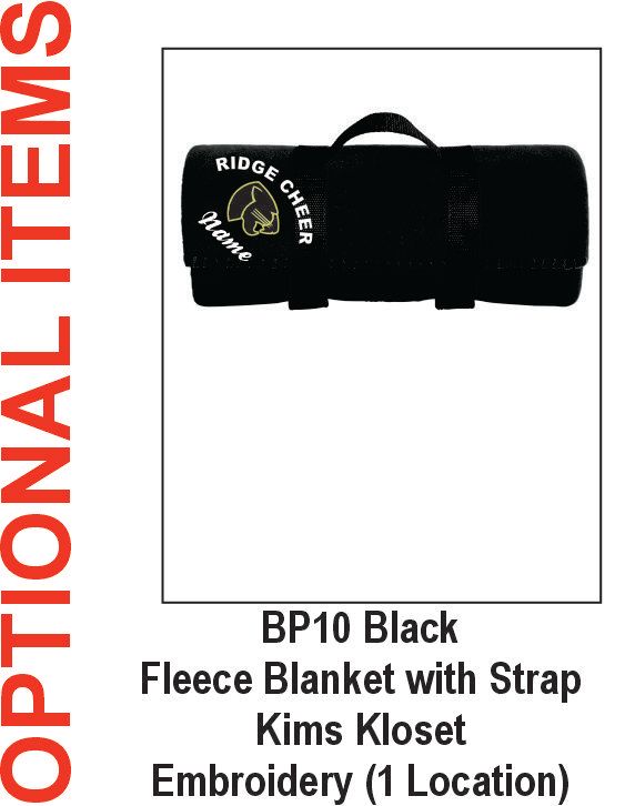 FRHS Cheer Fleece Blanket w/carrying strap (Black with Embroidery and Name)