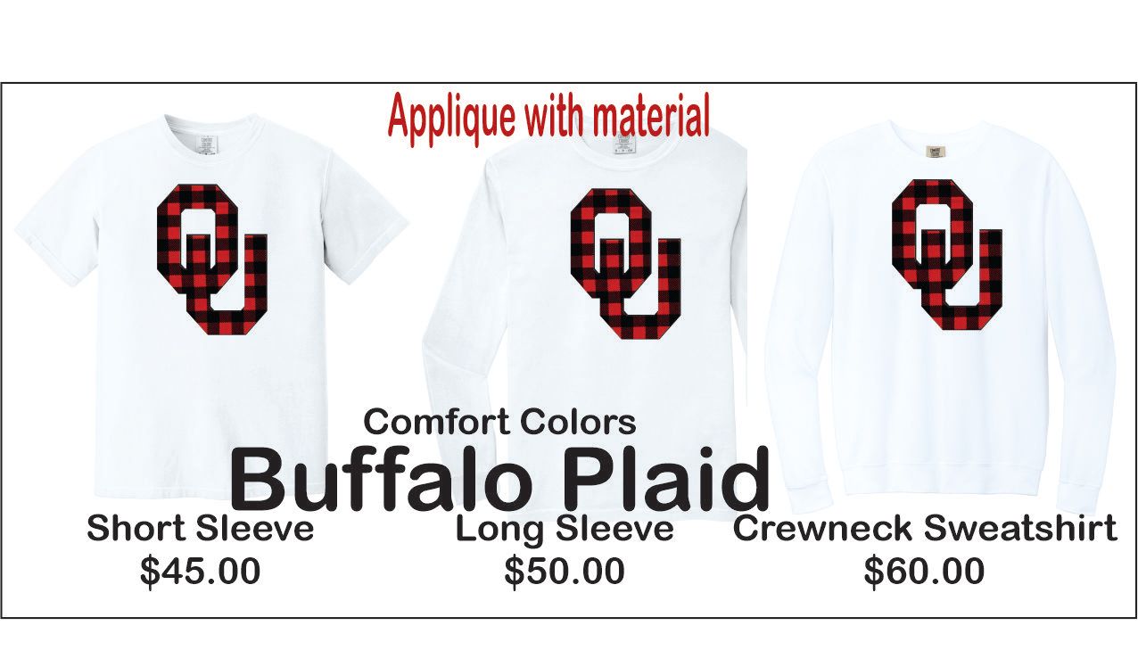 OU APPLIQUE with Buffalo Plaid Material