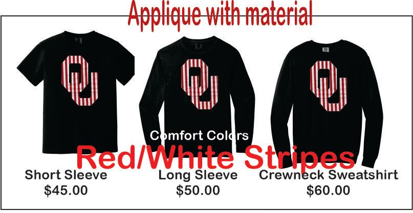 OU APPLIQUE with Red/White Stripes Material