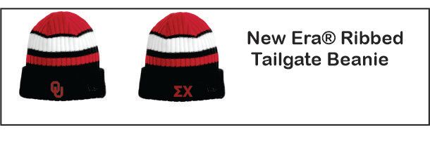 OU New Era® Ribbed Tailgate Beanie (Red/Black/White)